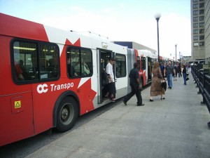 Passengers exiting an OC Transpo bus